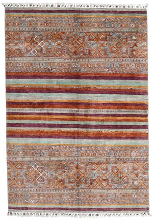 172X248 Tappeto Shabargan Moderno Rosso/Grigio (Lana, Afghanistan) Carpetvista