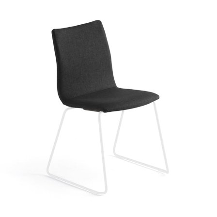 Conference chair OTTAWA with skid base, black fabric, white