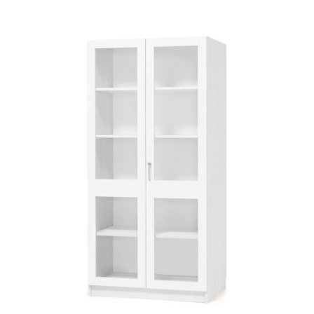 Lagerschrank THEO aus Holz, mit hohen Glastüren, 1000x470x2100 mm, weiß