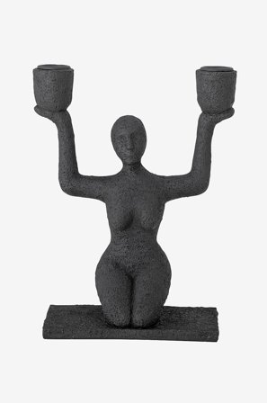 Bloomingville - Lucie Ljusstake, Svart, Polyresin - Svart - Ljusstakar & lyktor - Från Homeroom