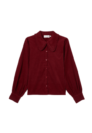 Carin Wester Manchesterblus med volangkrage FENNA Överdelar Röd 36