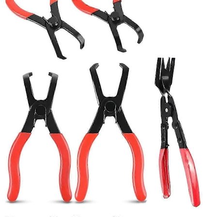 Korikiinnikkeiden pihdit, 30 asteen ja 80 asteen työntötappipihdit, paneelikiinnikkeiden irrotuspihdit, auto