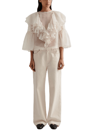 Malina Volangblus i Organza Blusar Dam Vit XS