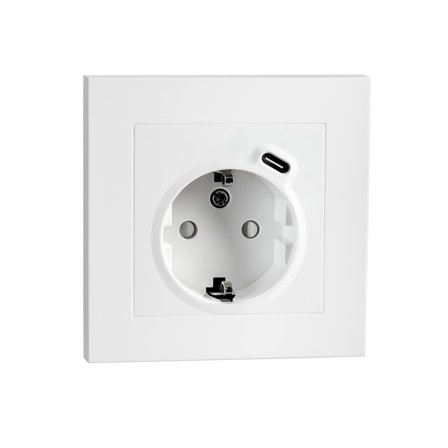 SG Stikk Innfelt Enkel M/j + USB-C-lader Hvit