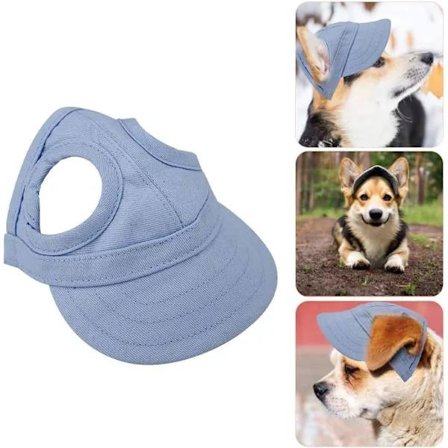Hunde Baseballkasket Kæledyr Sports Hat Udendørs Kasket Justerbar Stribet Sommer Rejsehat med Ørehuller (XL-blå) XL