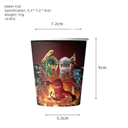 Ninja-teemasyntymäpäiväjuhlatarvikkeet lapsille, astiat, lautanen, kuppi, lautasliinat, pöytäliina, koristeet, banneri, ilmapallo pojille