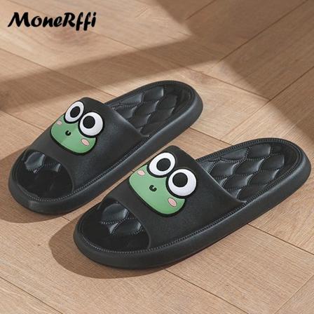 Cloud Tofflor För Män Kvinnor Skor Strand Slides Tecknad Groda Flip Flops Platta Sandaler Badrum Anti-Slip Skor Man Co Uple Slippername A Black 40-41(