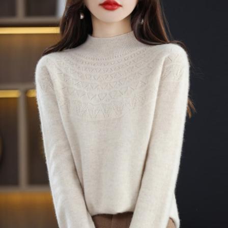 Dam flickor Stickat tröja Mjuk klibbig sömlös Halvkrage Ull Ihåliga ytterkläder Green Velvet XXL