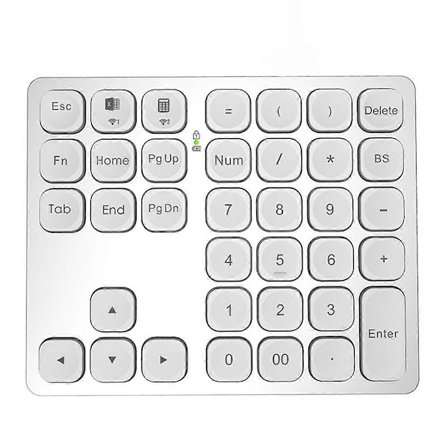 Dubbelt Bluetooth Numeriskt Tangentbord Uppladdningsbart Trådlöst Numeriskt Tangentbord för PC Laptop Windows Slinet Digitalt Tangentbord-Silver
