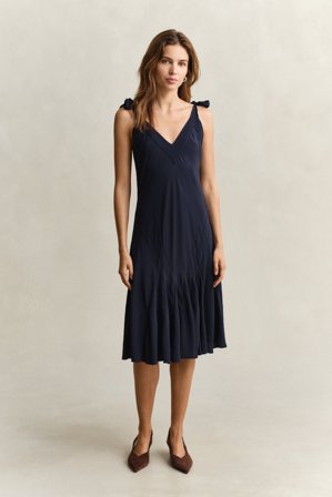 GANT Damen Schräg geschnittenes Trägerkleid (38) Marineblau