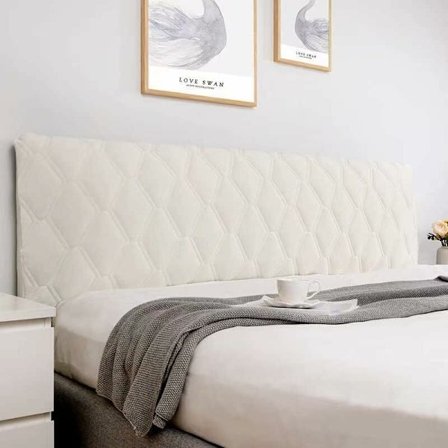 Sängynpäädyn päällinen 160, Sängynpäädyn suojapäällinen joustavalla sivulla, Pestävä pölytiivis sängynpäädyn päällinen (Väri: Beige, Koko: 160cm)