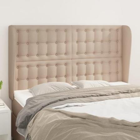 Vidaxl Huvudgavel Med Kanter Cappuccino 147x23x118/128 Cm Konstl Brun
