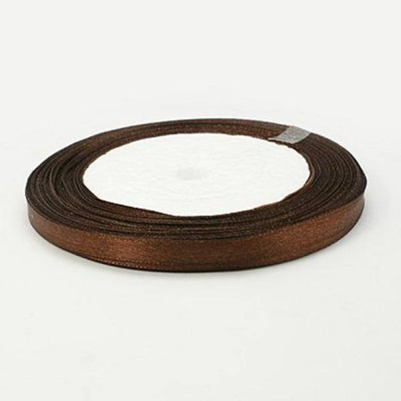 1 Rulle (25yard=22,89 mt.) Saddel brun satinband 6 mm. bred