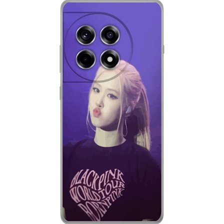Yhteensopiva Puhelinkuori OnePlus 12R Blackpink Rosé konserttikasvo kpop idoli, jossa on lavavalaisimet, moderni musiikki ja fanisymbolit lilaan sävyy