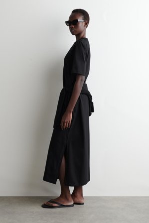 COS Women's Abito T-Shirt Midi In Cotone in Nero