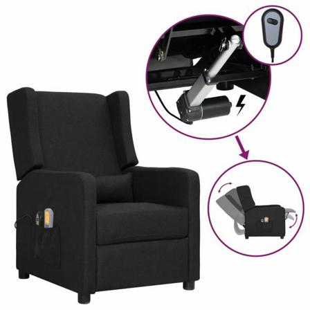 Vidaxl Elektrisk Massagefåtölj Svart Tyg Svart