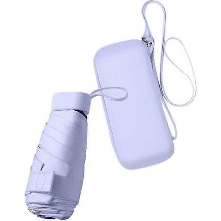 Sammenfoldelig Rejseparaply, Lille Kompakt Paraply til Sol og Regn, Vindtæt UV-Paraply med Lynlåsetui til Kvinder og Piger