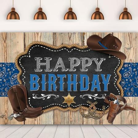 5x3Ft Lännen Cowboy Tausta Hyvää Syntymäpäivää Juhlatarvikkeet Koristeet Tausta, Banner Villi Länsi Koriste Rustiikkinen Puutalo Aitta Valokuvaus