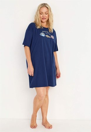 Cellbes of Sweden - Blød natkjole i bomuld i marine til damer i størrelse 58/60