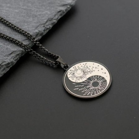 Trendy Yin Yang Halskæde Mænd Rustfrit Stål Vedhæng Sort Tricolor Valgfri Amulet Smykker