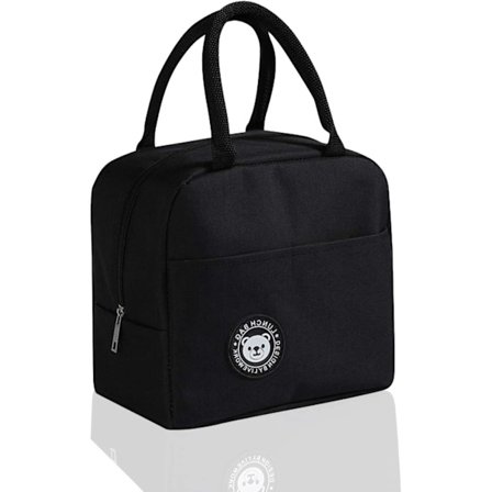 Isolert lunsjpose, liten lunsjkurv, mini isolert vanntett lunsjpose, aluminiumsfolie vanntett lunsj (svart)