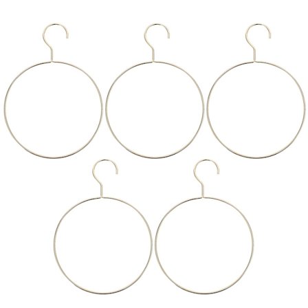 5 stk runde kleshengere i jern - runde kleshengere - kreative skjerfhengere (gull)