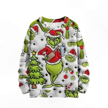 Hauska 3D-jouluneule naisille, talvinen neulottu pitkähihainen pusero, loma-ruma joulutoppi