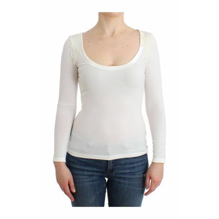 Ermanno Scervino Lingerie White Top Blouse Jumper Lace Rayon , Wit , Dames , Maat: L