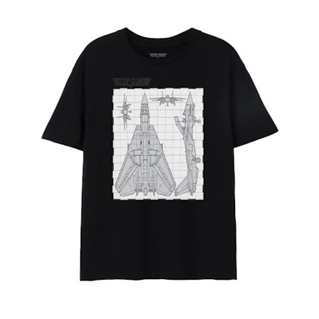 Top Gun Mens Fighter Jet Blueprint T-Shirt XXL Svart