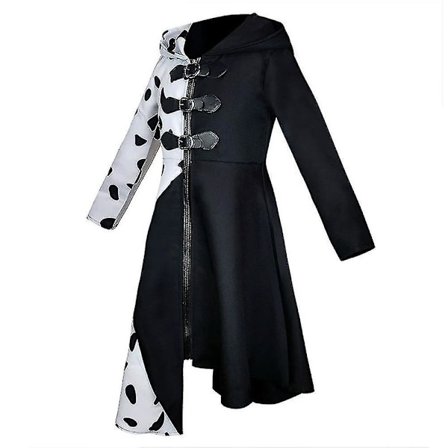 Cruella De Vil -asusetti naisille: vetoketjullinen huppari, hanskat ja asu