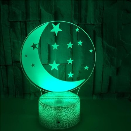 Måne 3D Nattlampa 3D Illusion Led Lampa 16 Färger Dimbar med Fjärrkontroll Touch --- Crack Seat