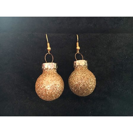 Guld Örhängen till Jul / Christmas - Guld Glittriga Julkulor