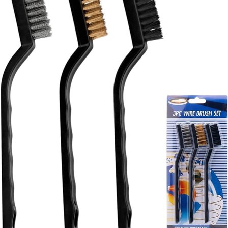 Rustfrit stålbørste, hård børste, 7 tommer, tredelt sæt KLB