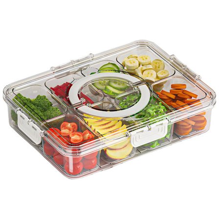 Snacks Serveringsbricka med Lock och Bärhandtag Kökskryddförvaringslåda