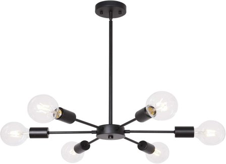 Børscompagniet Lampe Satelitt 6-arm Metall Sort 56x30cm