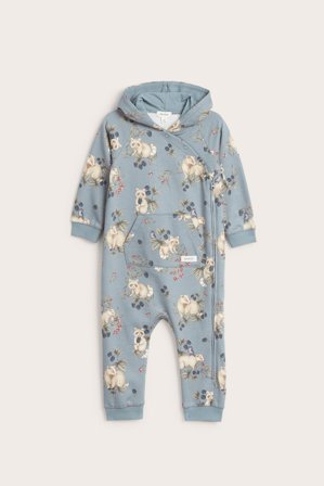 Newbie | Mønstret jumpsuit med hette | Lyseblå
