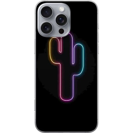 Yhteensopiva Puhelinkuori Apple Apple iPhone 16 Pro Max Neonpiirros kaktuksista vaaleanpunaisessa ja sinisessä valossa tummaa taustaa vasten