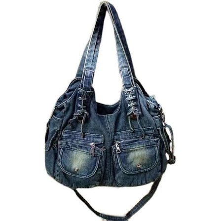 Stor Handväska Denimväska Casual Kvinna Axelväska Jeans Tote Bag