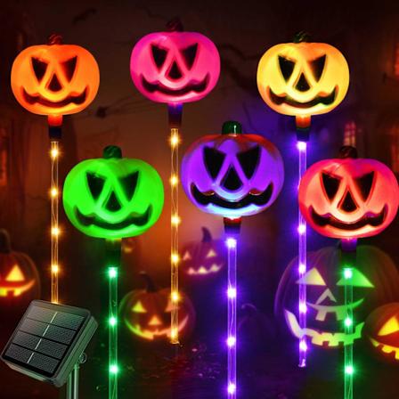 Solcelled Gresskarlys for Utemiljø Halloween Dekorasjoner, Fargeskiftende Halloween Lys, Solcellelys for Gangvei, Fest, Veranda, Hage, etc.