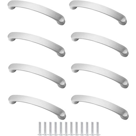 8 st silver aluminium kökshandtag, silver dra