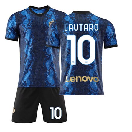Inter Milan Hjemmedrakt 21-22 Nr. 10 Lautaro Nr. 7 Sanchez Nr. 9 Dzeko Fotballdrakt med Sokker