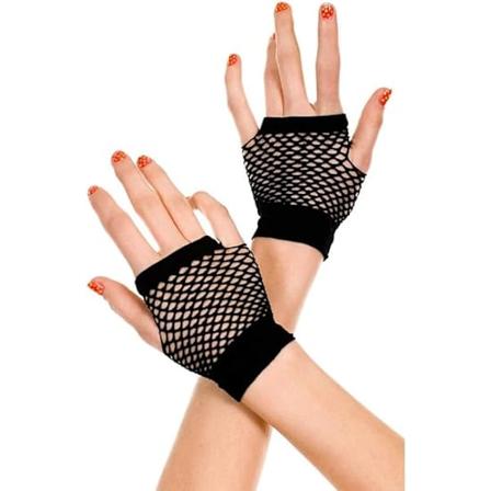 Fingerløse Fiskenett Hansker Kvinner Svart 80-talls Retro Vintage Nylon Elastiske Mesh Hansker for Barn Jenter Dans Disco Kostymefester Forbruksvarer 