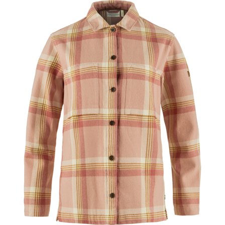 Fjällräven Women's Singi Flannel Overshirt in Chalk Rose/Dusty Rose | Size: Medium, Organic Cotton