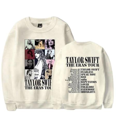 2024 Taylor Swift The Eras Tour -paita, painettu pitkähihainen pyöreä pääntie, rento löysä pusero, fanilahja miehille, naisille, aikuisille, unisex