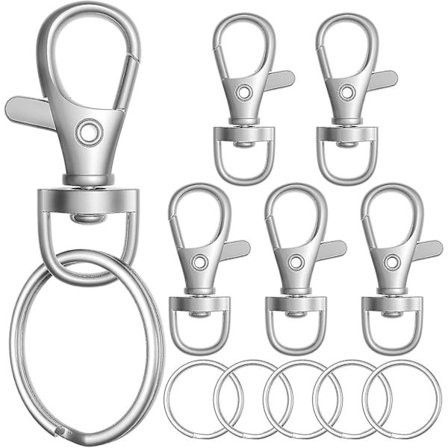 100 stk. Metal Hummerklo Lås med Nøglering. Nøglering Til. Nøgle Smykker