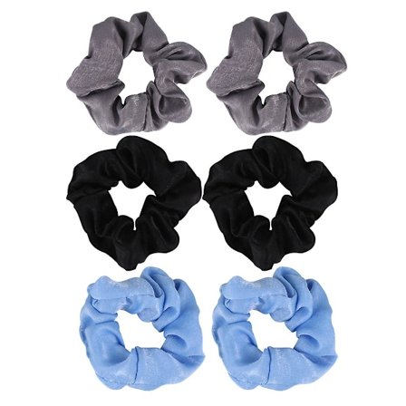 6 st kvinnors mode satin silke pannband bandana skrapa slips hår slips håraccessoarer (grå, svart, blå stil) (12X12X4cm, som bilderna visar)