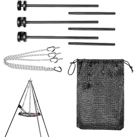 Retkeilykolmijalka Ing:lle - Kannettava kolmijalkainen kattilanpidike retkeilyyn - Retkeily S-kattila retkeilyyn, vaellukseen, grillaukseen, ulkoiluun