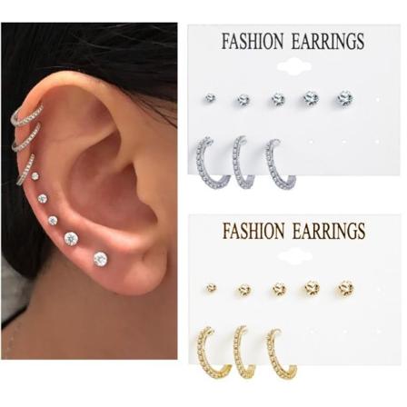 [16-pack] 2-set Örhängen Piercings