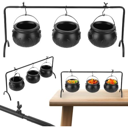 Heksegryte Halloween Godteri Skålsett, 3-delt Godteri Potte for Festdekorasjoner