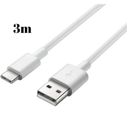 USB-C-kabel til Samsung A12 - A02S - A32 4G - A32 5G - A42 5G - A52 - USB-C opladerkabel Hvid 3 Meter Phonillico